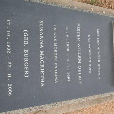 ERASMUS Pieter Willem Oelaff 1909-1995 &amp; Susanna Magrietha BURGER 1932-2006