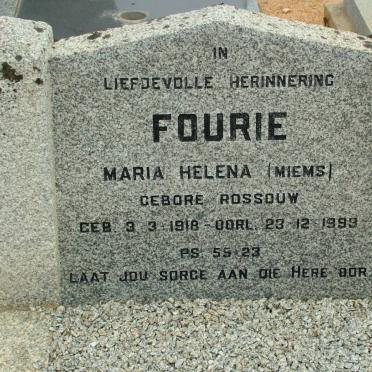 FOURIE Maria Helena nee ROSSOUW 1918-1999