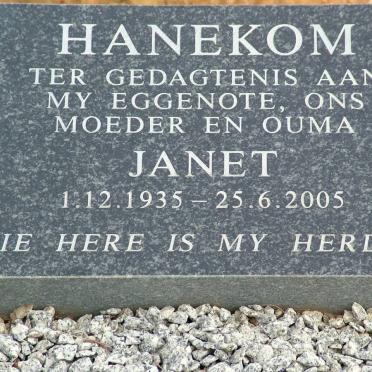 HANEKOM Janet 1935-2005