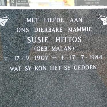 HITTOS Sussie nee MALAN 1907-1984