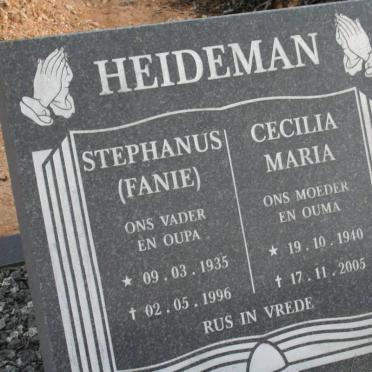 HEIDEMAN Stephanus 1935-1996 &amp; Cecilia Maria 1940-2005