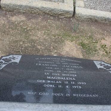 HUGO Francois Jacobus 1885-1961 &amp; Magdalena MALAN 1893-1978