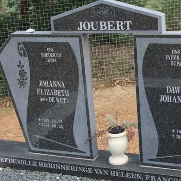 JOUBERT Dawid Johannes 1921-2004 &amp; Johanna Elizabeth DE WET 1929-2007