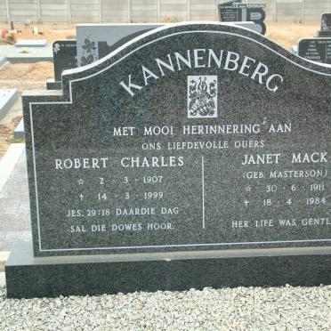 KANNENBERG Robert Charles 1907-1999 &amp; Janet Mack MASTERSON 1911-1984