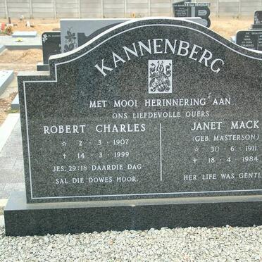KANNENBERG Robert Charles 1907-1999 &amp; Janet Mack MASTERSON 1911-1984