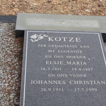 KOTZE Johannes Christian 1911-1999 &amp; Elsje Maria 1911-1997