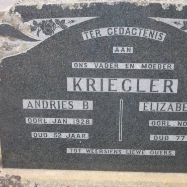 KRIEGLER Andries B. -1928 &amp; Elizabeth M.G. -1956