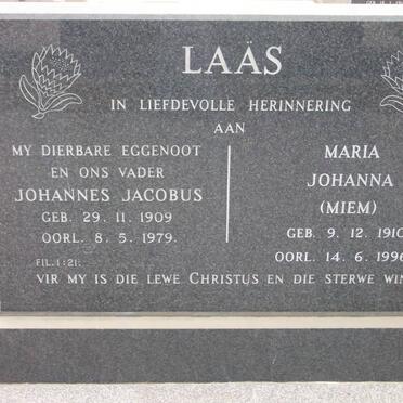 LAAS Johannes Jacobus 1909-1979 &amp; Maria Johanna 1910-1996