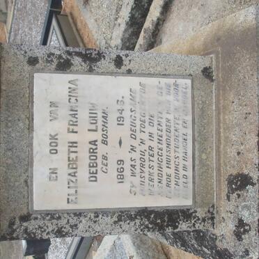LOUW Elizabeth Francina Debora nee BOSMAN 1869-1943