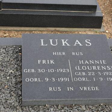 LUKAS Frik 1923-1991 &amp; Hannie LOURENS 1925-1998