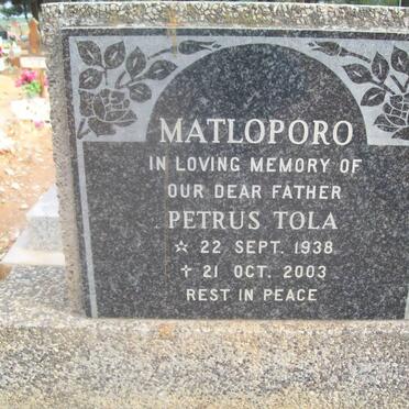 MATLOPORO Petrus Tola 1938-2003
