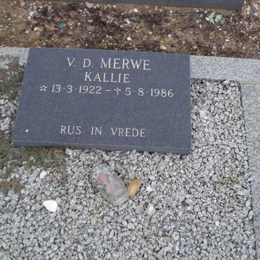 MERWE Kallie, v.d. 1922-1986