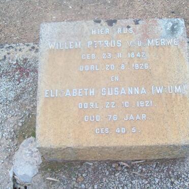 MERWE Willem Petrus, v.d. 1842-1926 &amp; Elizabeth Susanna WIUM -1921