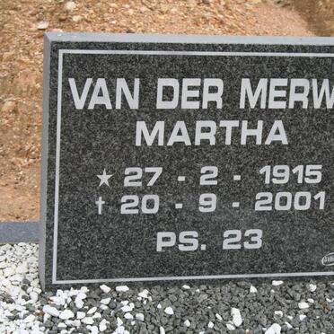 MERWE Martha, van der 1915-2001