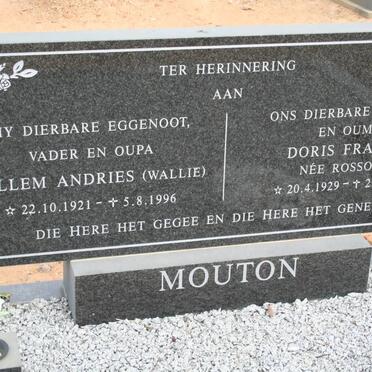MOUTON Willem Andries 1921-1996 &amp; Doris Francis ROSSOUW 1929-2009