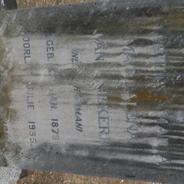 NIEKERK Martha Maria Magdalena, van nee HAMMAN 1879-1935