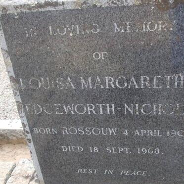 NICHOLS Louisa Margaretha, Edgeworth nee ROSSOUW 1905-1968