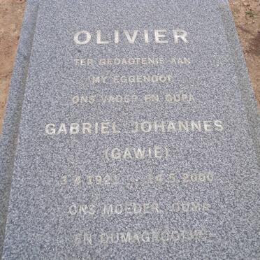 OLIVIER Gabriel Johannes 1921-2000 &amp; Jacoba Magdalena Aletta 1917-2003