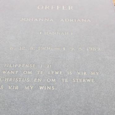 ORFFER Johanna Adriana 1906-1989