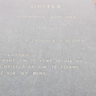 ORFFER Johanna Adriana 1906-1989