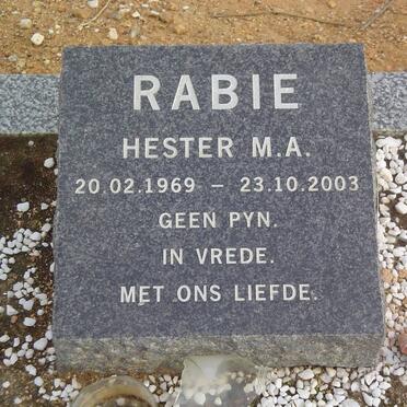 RABIE Hester M.A. 1969-2003