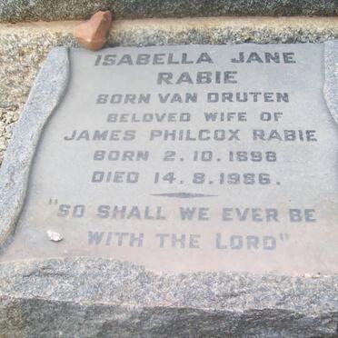 RABIE James Philcox 1897-1945 &amp; Isabella Jane v DRUTEN 1898-1986