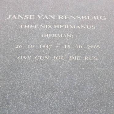 RENSBURG Theunis Hermanus, Janse van 1947-2005