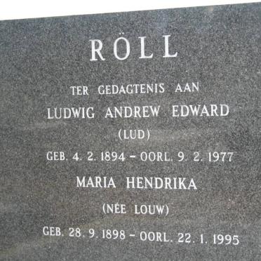 ROLL Ludwig Andrew Edward 1894-1977 &amp; Maria Hendrika LOUW 1898-1995