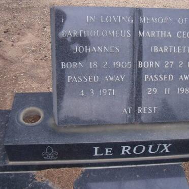 ROUX Johannes, le 1905-1971 &amp; Martha Cecilia BARTLETT 1907-1984