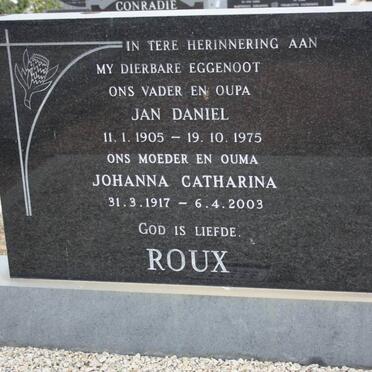 ROUX Jan Daniel 1905-1975 &amp; Johanna Catharina 1917-2003