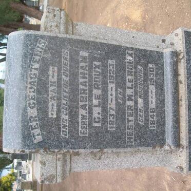 ROUX Abraham C., Le 1837-1923 &amp; Hester M. ROSSOUW 1846-1930