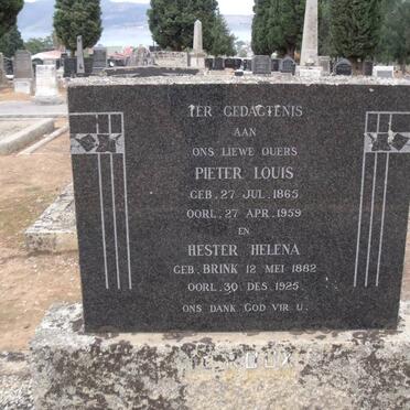 ROUX Pieter Louis, le 1865-1959 &amp; Hester Helena BRINK 1882-1925