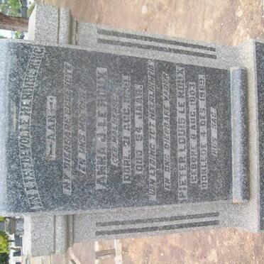 ROUX Pieter Louis, le 1883-1969 &amp; Anna J. MALHERBE -1939