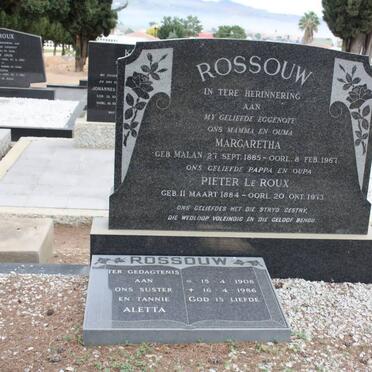 ROSSOUW Pieter Le Roux 1884-1973 &amp; Margaretha MALAN 1885-1967 :: ROSSOUW Aletta 1908-1986