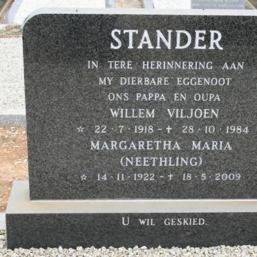 STANDER Willem Viljoen 1918-1984 &amp; Margaretha Maria NEETHLING 1922-2009