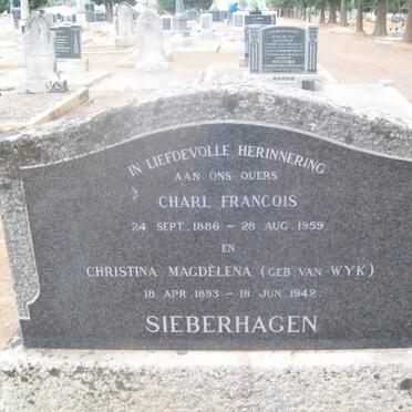 SIEBERHAGEN Charl Francois 1886-1959 &amp; Christina Magdalena van WYK 1893-1942