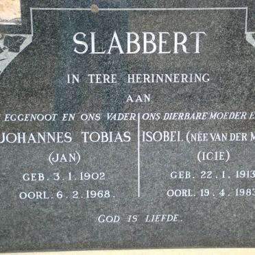 SLABBERT Johannes Tobias 1902-1968 &amp; Isobel VAN DER MERWE 1913-1983