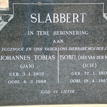 SLABBERT Johannes Tobias 1902-1968 &amp; Isobel VAN DER MERWE 1913-1983