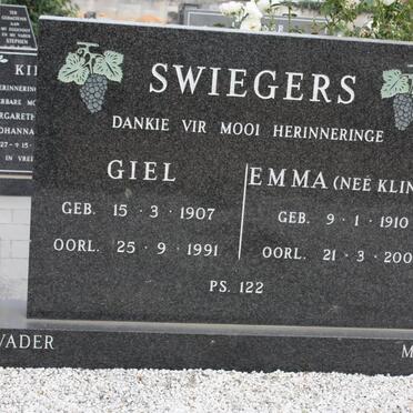 SWIEGERS Giel 1907-1991 &amp; Emma KLINDT 1910-2001