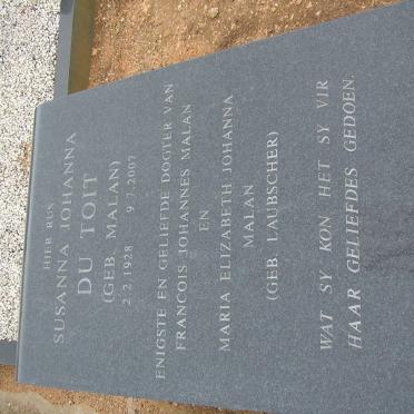 TOIT Susanna Johanna, du nee MALAN 1928-2007