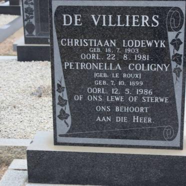 VILLIERS Christiaan Lodewyk, de 1903-1981 &amp; Petronella Coligny LE ROUX 1899-1986