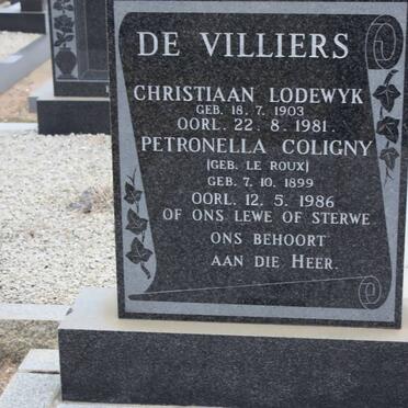 VILLIERS Christiaan Lodewyk, de 1903-1981 &amp; Petronella Coligny LE ROUX 1899-1986