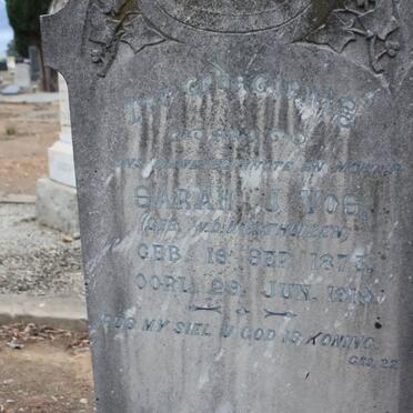 VOS Sarah J. nee V.D. WESTHUIZEN 1873-1919