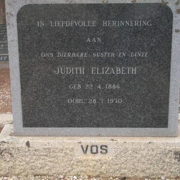 VOS Judith Elizabeth 1886-1970