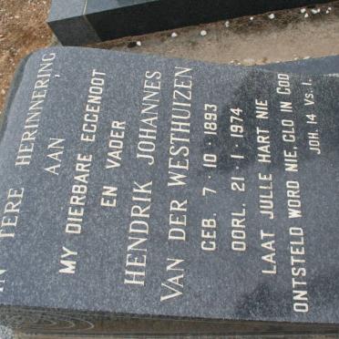 WESTHUIZEN Hendrik Johannes, van der 1893-1974