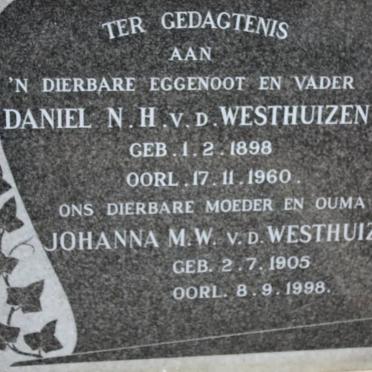 WESTHUIZEN Daniel N.H., v.d. 1898-1960 &amp; Johanna M.W. 1905-1998