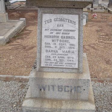 WITSCHE Hendrik Gabriel 1861-1932 &amp; Sarha Maria JORDAAN 1872-1949