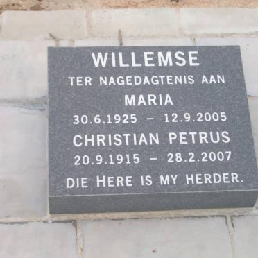 WILLEMSE Christian Petrus 1915-2007 &amp; Maria 1925-2005