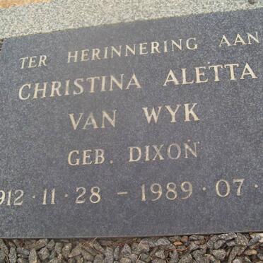 WYK Christina Aletta, van nee DIXON 1912-1989