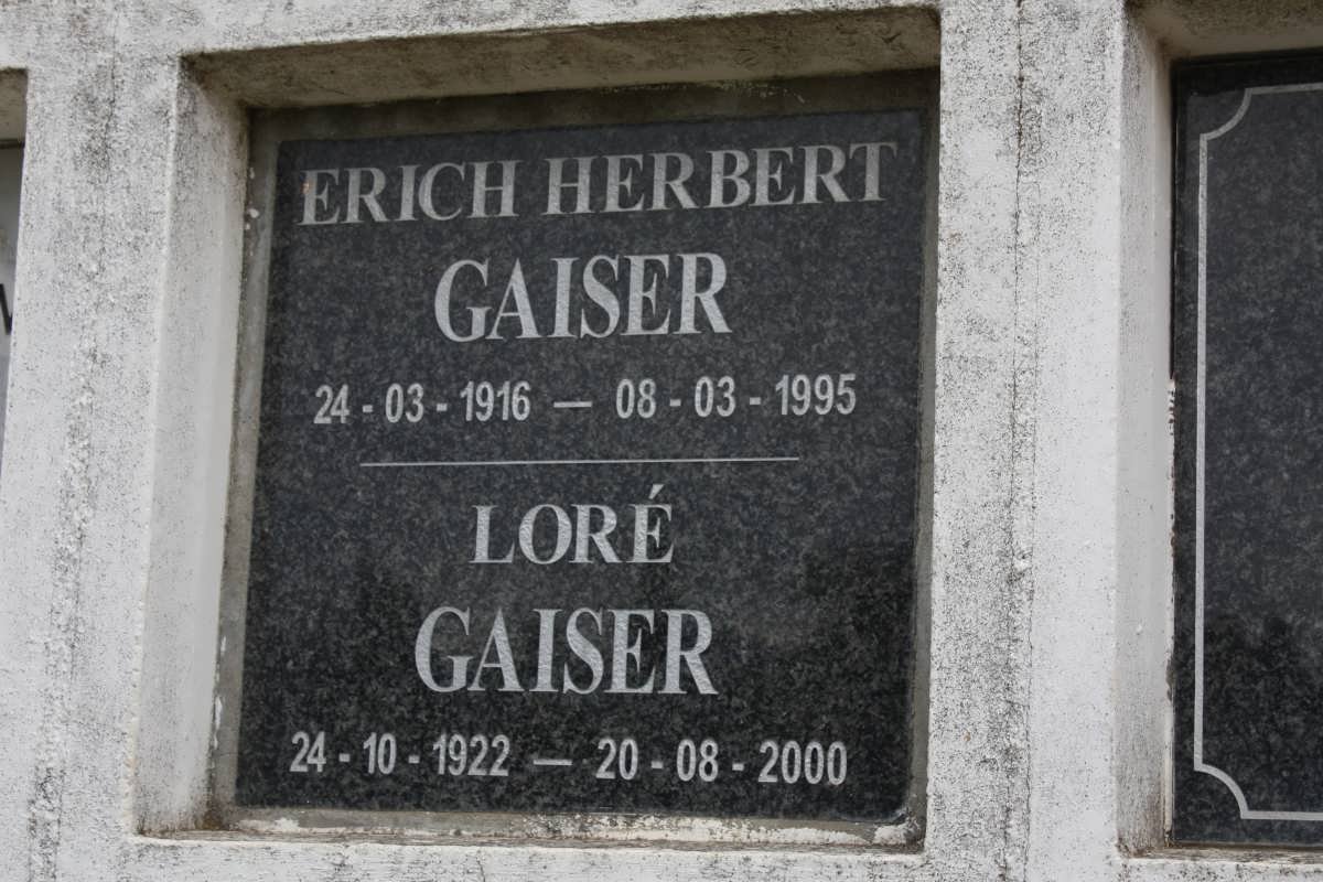 GAISER Erich Herbert 1916-1995 &amp; Lore 1922-2000